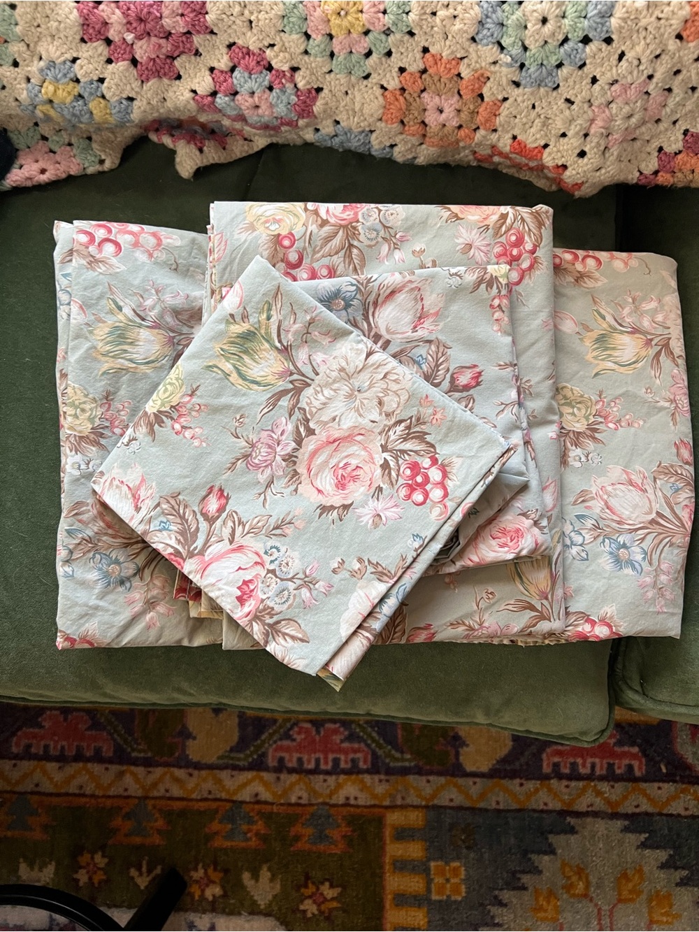 Ralph Lauren Blue Label Charlotte Queen Sheet Set Flat Fitted 2 Pillowcases USA - Picture 5 of 13